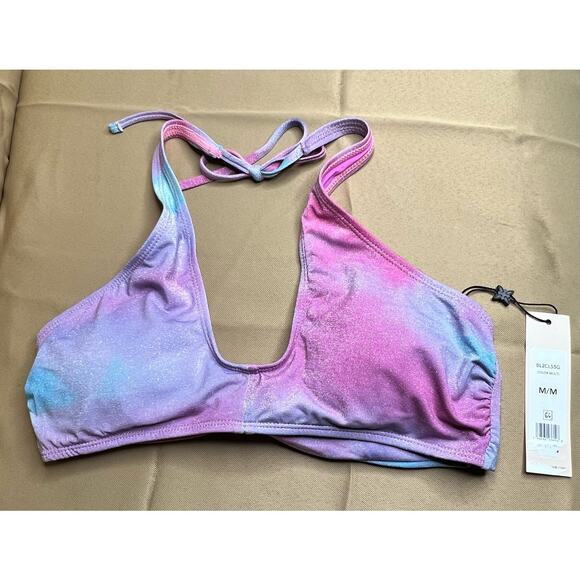 BCBGeneration Cloud Nine Printed Convertible Bikini Top Pink M NWT - Picture 6 of 7